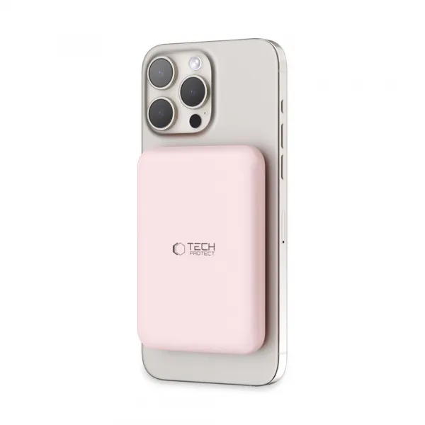 TECH-PROTECT PB10 15W Externá + bezdrôtová nabíjačka 5000 mAh ružová
