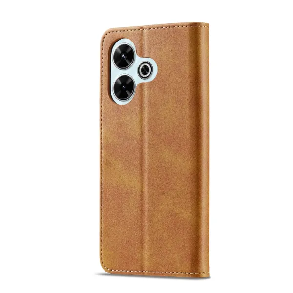 IMEEKE Peňaženkový obal pre Xiaomi Redmi 13 svetlohnedý