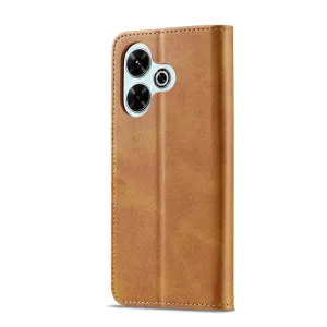 IMEEKE Peňaženkový obal pre Xiaomi Redmi 13 svetlohnedý