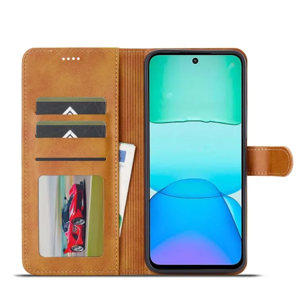 IMEEKE Peňaženkový obal pre Xiaomi Redmi 13 svetlohnedý