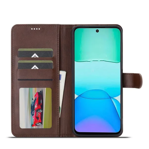 IMEEKE Peňaženkový obal pre Xiaomi Redmi 13 tmavohnedý