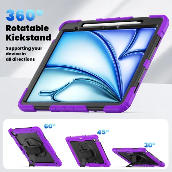 SOLID 360 Odolný obal pre Apple iPad Air 13 2026 / 2025 / 2024 fialový
