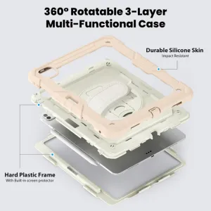 SOLID 360 Odolný obal pre Apple iPad Pro 13 2024 / M5 2025 béžový-ružový