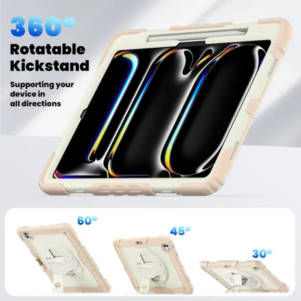 SOLID 360 Odolný obal pre Apple iPad Pro 13 2024 / M5 2025 béžový-ružový