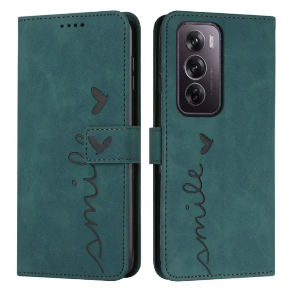 ART SMILE Peňaženkový obal s remienkom pre Oppo Reno12 Pro 5G zelený