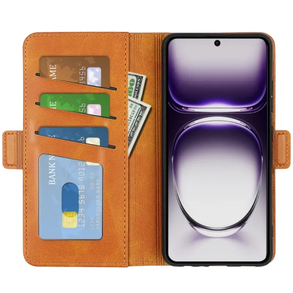 SIDE Peňaženkové puzdro pre Oppo Reno12 Pro 5G svetlohnedé