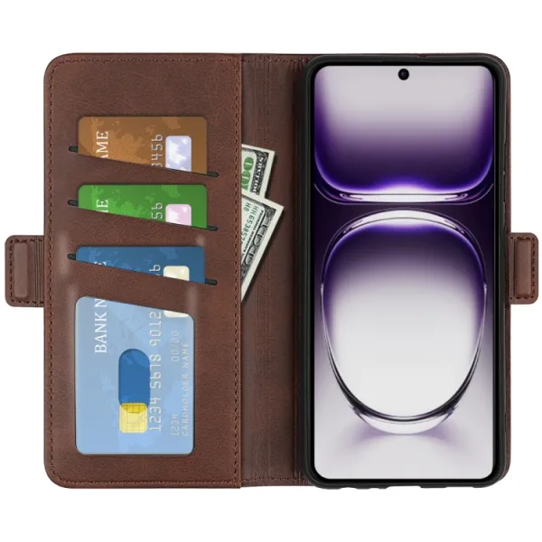 SIDE Peňaženkové puzdro pre Oppo Reno12 Pro 5G tmavohnedé