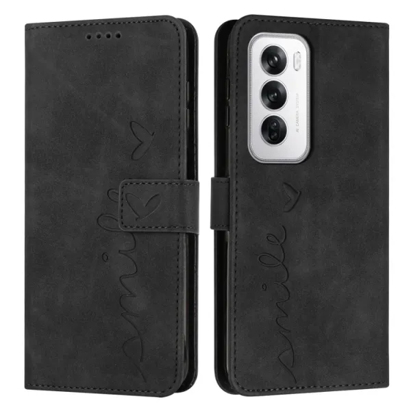 ART SMILE Peňaženkový obal s remienkom pre Oppo Reno12 5G čierne
