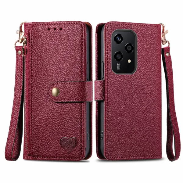 HEART Peňaženkové puzdro pre Honor 200 Lite červené