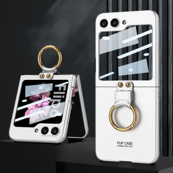 GKK CIRCLE Ochranný kryt s držiakom pre Samsung Galaxy Z Flip7 FE 5G / Flip6 5G strieborný