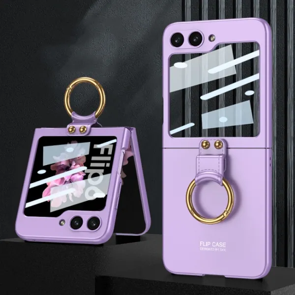 GKK CIRCLE Ochranný kryt s držiakom pre Samsung Galaxy Z Flip7 FE 5G / Flip6 5G fialový