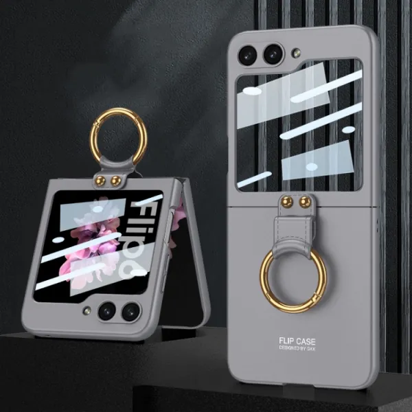 GKK CIRCLE Ochranný kryt s držiakom pre Samsung Galaxy Z Flip7 FE 5G / Flip6 5G šedý