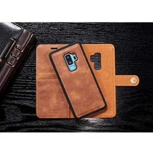 DG.MING Peňaženkový obal 2v1 pre Samsung Galaxy S9 Plus hnedý