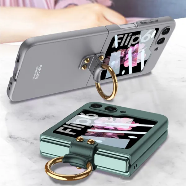GKK CIRCLE Ochranný kryt s držiakom pre Samsung Galaxy Z Flip7 FE 5G / Flip6 5G strieborný