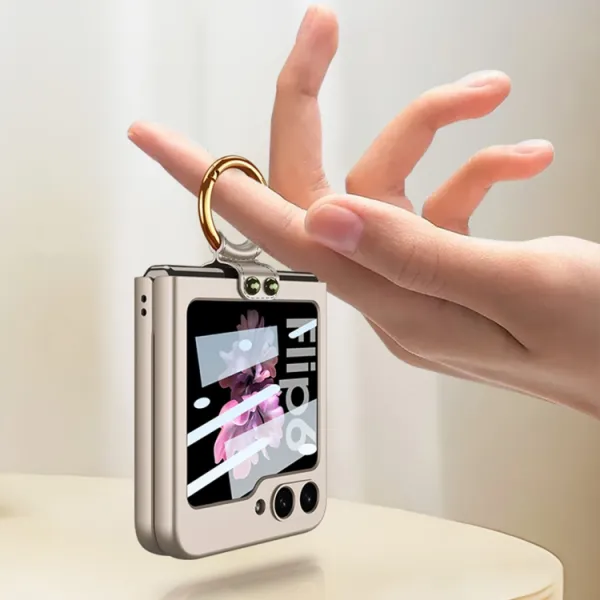 GKK CIRCLE Ochranný kryt s držiakom pre Samsung Galaxy Z Flip7 FE 5G / Flip6 5G strieborný