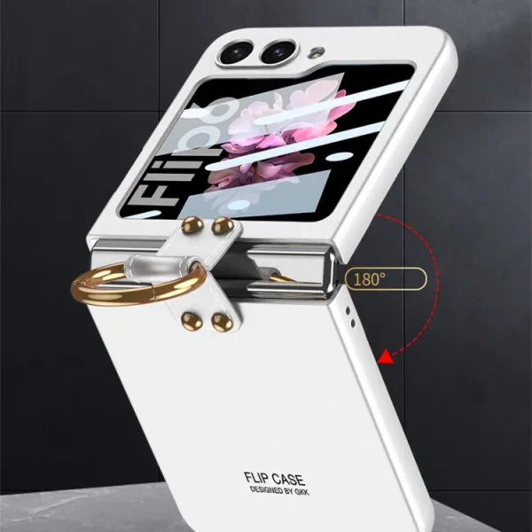 GKK CIRCLE Ochranný kryt s držiakom pre Samsung Galaxy Z Flip7 FE 5G / Flip6 5G strieborný