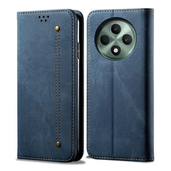 DENIM Peňaženkový kryt pre Oppo Reno12 FS 5G modrý