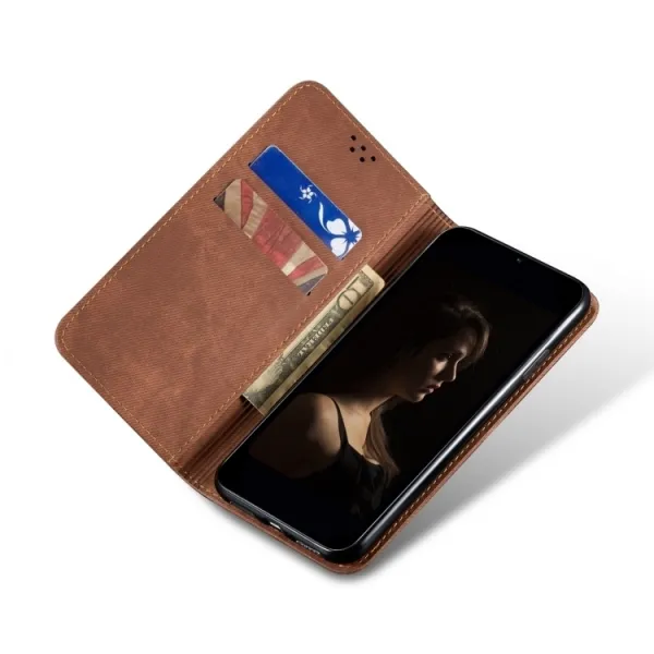 DENIM Peňaženkový kryt pre Oppo Reno12 FS 5G hnedý