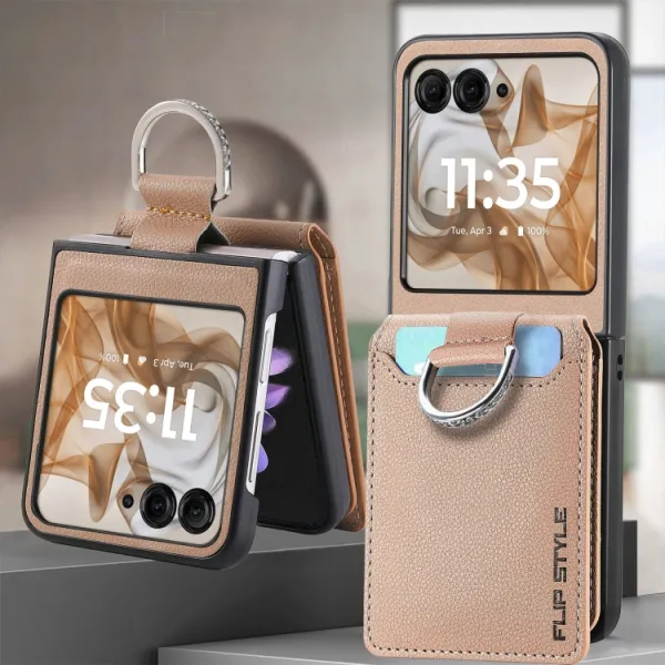 CARD Kryt s priehradkami pre karty Motorola Razr 50 Ultra svetlohnedý