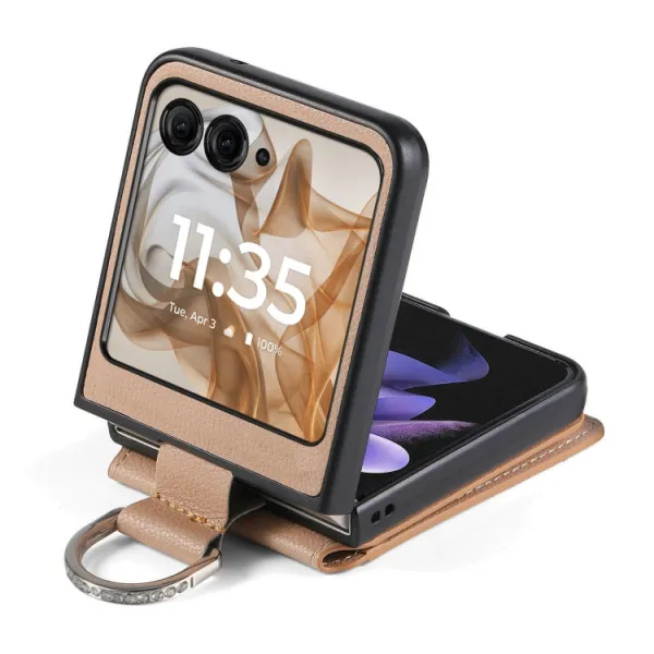 CARD Kryt s priehradkami pre karty Motorola Razr 50 Ultra svetlohnedý