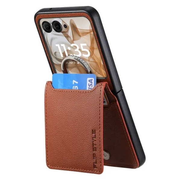 CARD Kryt s priehradkami pre karty Motorola Razr 50 Ultra tmavohnedý