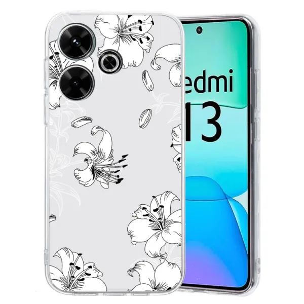ART TPU Ochranný kryt pre Xiaomi Redmi 13 WHITE FLOWER