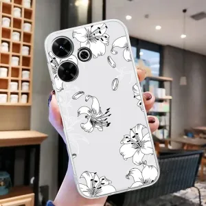 ART TPU Ochranný kryt pre Xiaomi Redmi 13 WHITE FLOWER