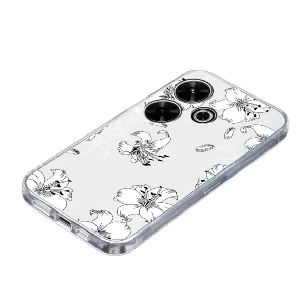 ART TPU Ochranný kryt pre Xiaomi Redmi 13 WHITE FLOWER