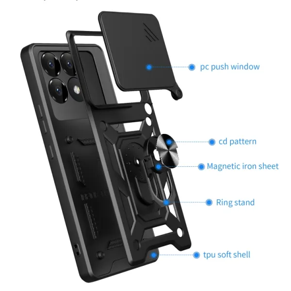 RING CAMERA Kryt s držiakom pre Xiaomi Poco F6 Pro modrý