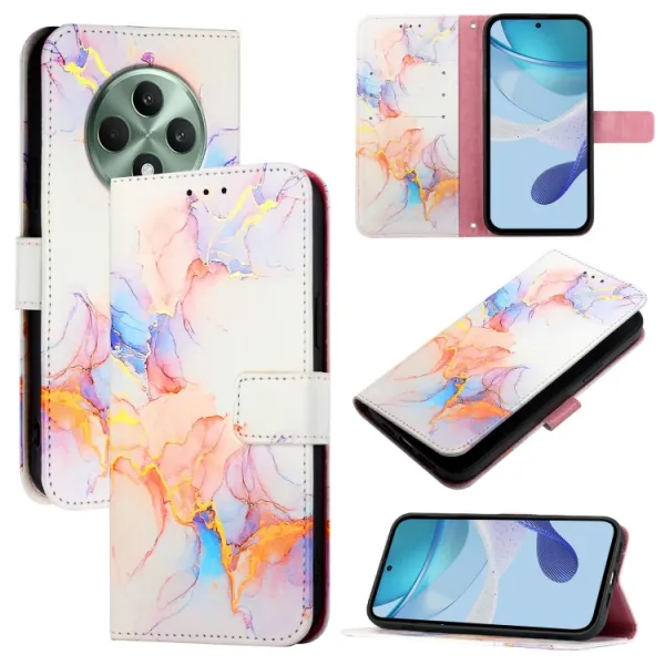 ART MARBLE Peňaženkový kryt pre Oppo Reno12 FS 5G WHITE ORANGE