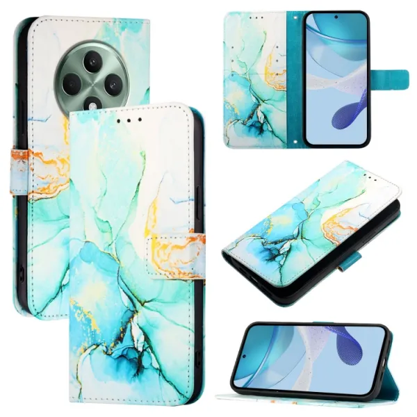 ART MARBLE Peňaženkový kryt pre Oppo Reno12 FS 5G GREEN