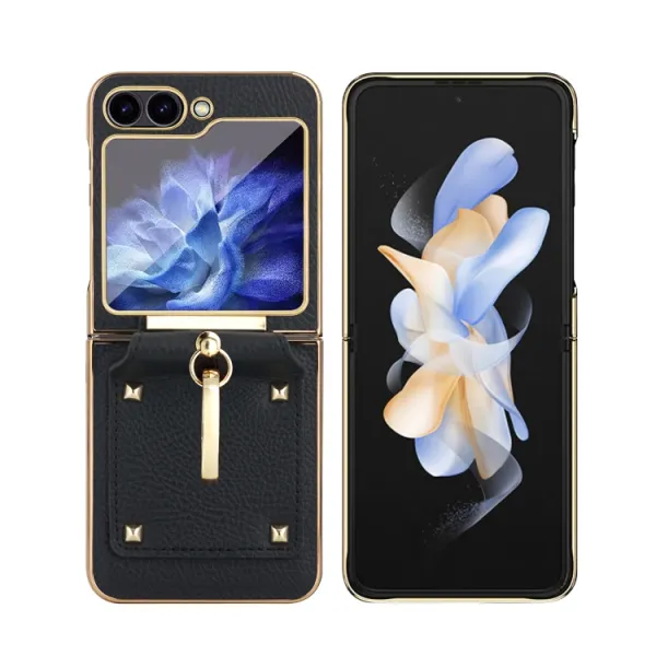 LEATHER Kryt s držiakom pre Samsung Galaxy Z Flip7 FE 5G / Flip6 5G oranžový