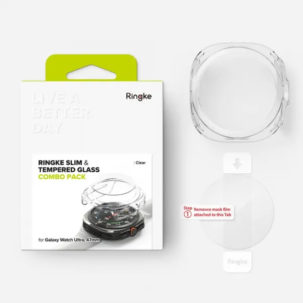 RINGKE SLIM Obal + ochranné sklo Samsung Galaxy Watch Ultra / Watch Ultra 2025 CLEAR