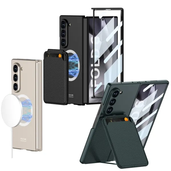 GKK 2IN1 Ochranný kryt s MagSafe a puzdrom na karty Samsung Galaxy Z Fold6 5G šedý