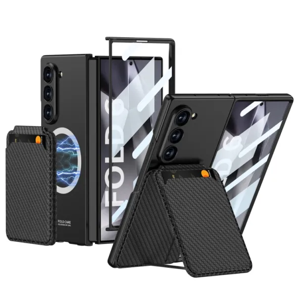 GKK 2IN1 Ochranný kryt s MagSafe a puzdrom na karty Samsung Galaxy Z Fold6 5G CARBON