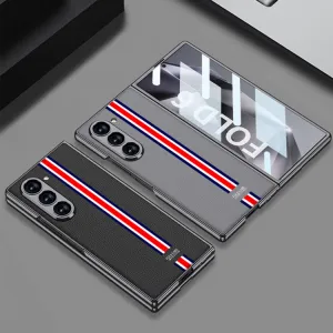 GKK LEATHER Kryt so sklom pre Samsung Galaxy Z Fold6 5G CARBON