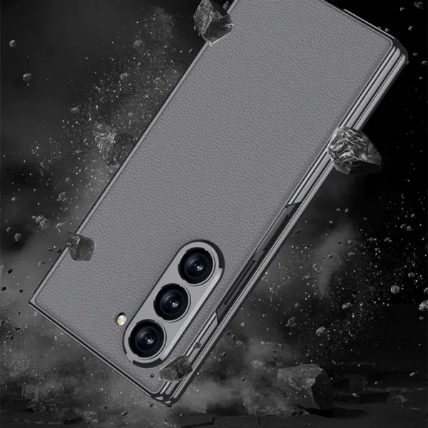 GKK LEATHER Kryt so sklom pre Samsung Galaxy Z Fold6 5G CARBON