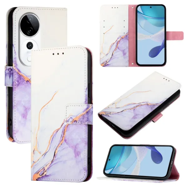 ART MARBLE Peňaženkový kryt pre Vivo V40 5G WHITE PURPLE