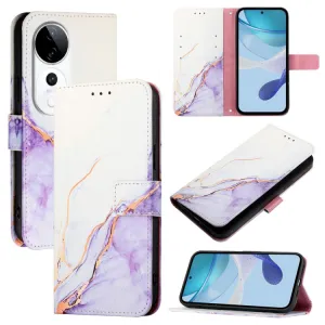 ART MARBLE Peňaženkový kryt pre Vivo V40 5G WHITE PURPLE