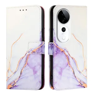 ART MARBLE Peňaženkový kryt pre Vivo V40 5G WHITE PURPLE