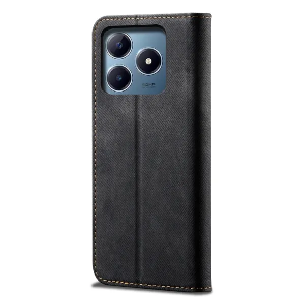 DENIM Peňaženkový kryt pre Realme C61 / Realme C63 čierny