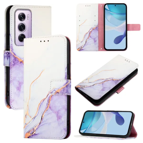 ART MARBLE Peňaženkový kryt pre Oppo Reno12 Pro 5G WHITE PURPLE