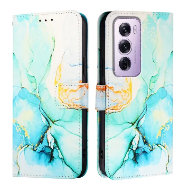 ART MARBLE Peňaženkový kryt pre Oppo Reno12 Pro 5G GREEN