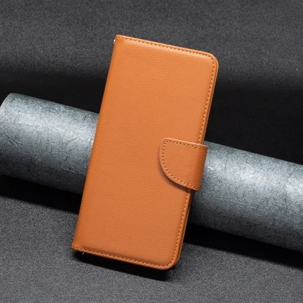 LITCHI Peňaženkové puzdro pre Apple iPhone 16 Pro hnedé