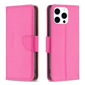 LITCHI Peňaženkové puzdro pre Apple iPhone 16 Pro tmavoružové