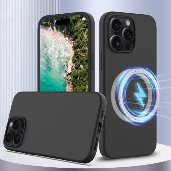 RUBBER MAGSAFE Silikónový kryt pre Apple iPhone 16 Pro čierny