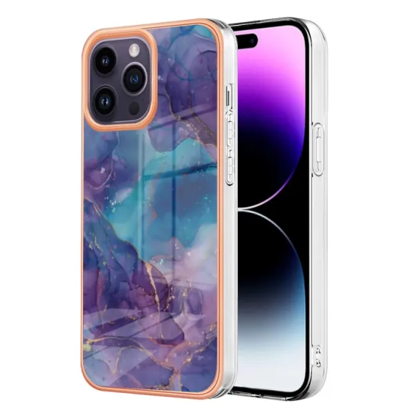 IMD MARBLE Ochranný kryt pre Apple iPhone 16 Pro BLUE PURPLE