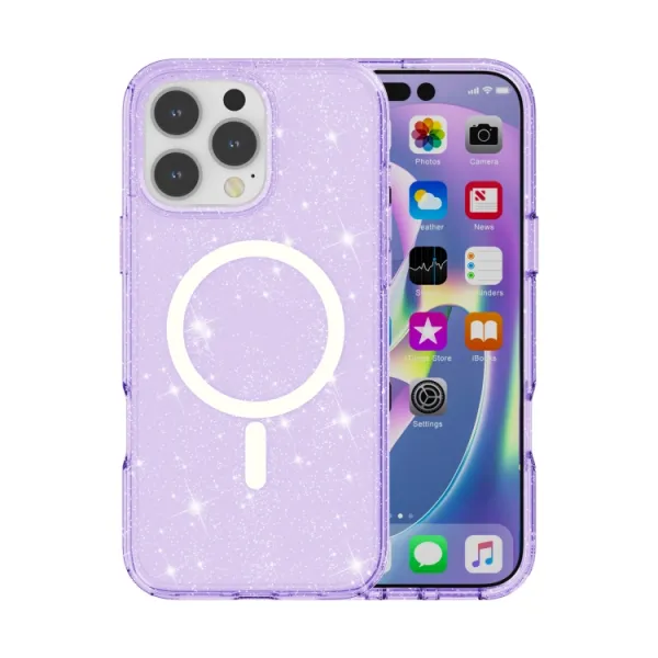 GLITTER MAGSAFE Ochranný kryt pre Apple iPhone 16 Pro fialový