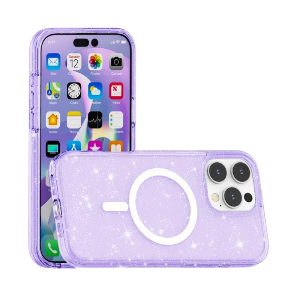 GLITTER MAGSAFE Ochranný kryt pre Apple iPhone 16 Pro fialový