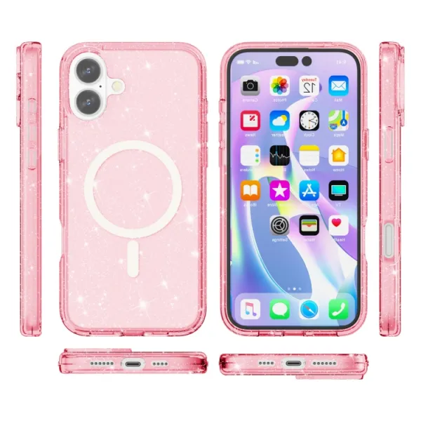 GLITTER MAGSAFE Ochranný kryt pre Apple iPhone 16 Plus ružový